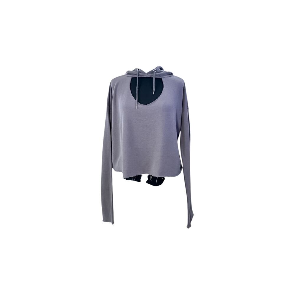 EXIST Grey Keyhole Crop Top Hoodie 
Size Medium